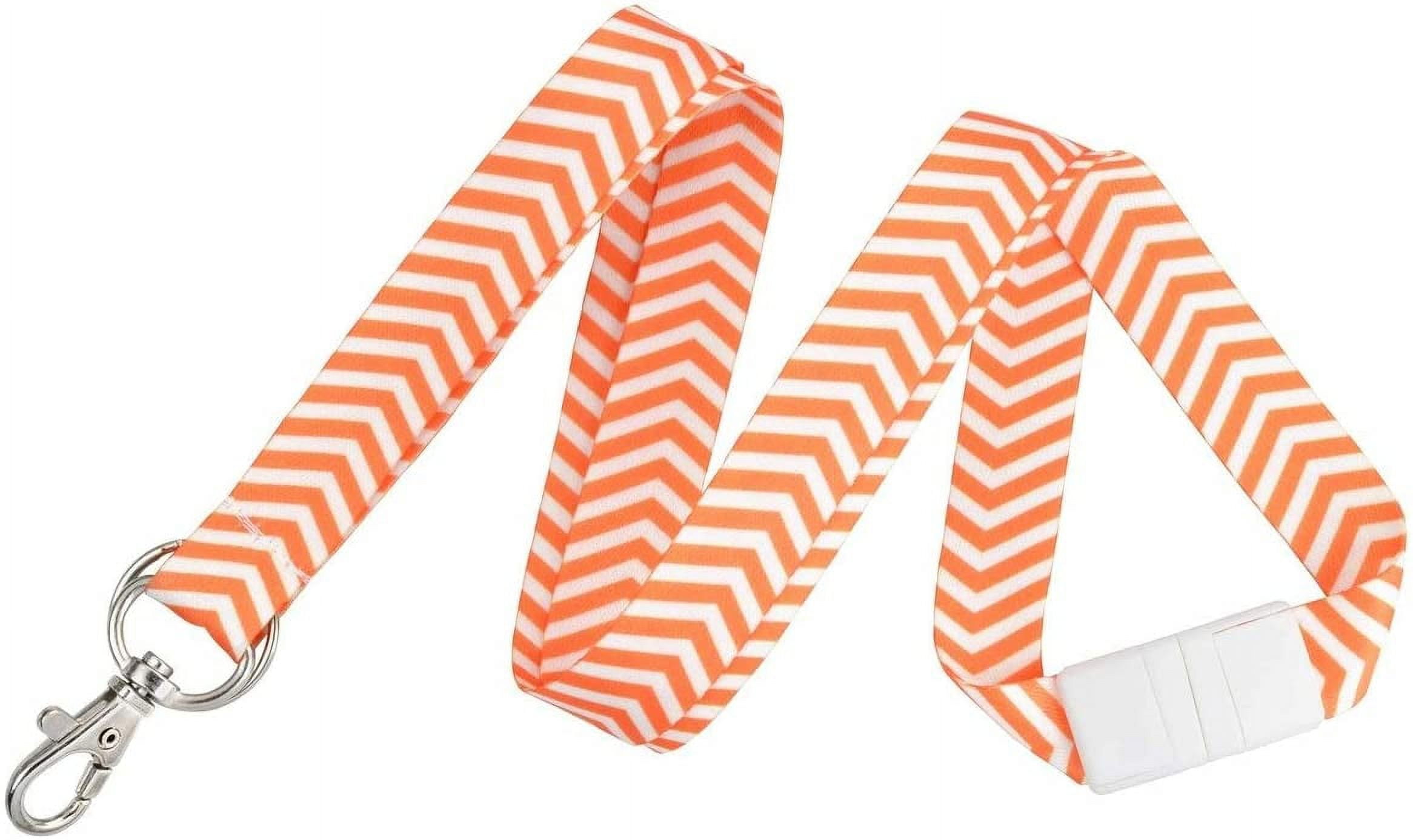 Cute Chevron Lanyard with Lobster Claw Clasp and Key Chain Ring - Keychain Neck Strap for Badge Holder, Keys and I’d Cards by Specialist ID (Orange)