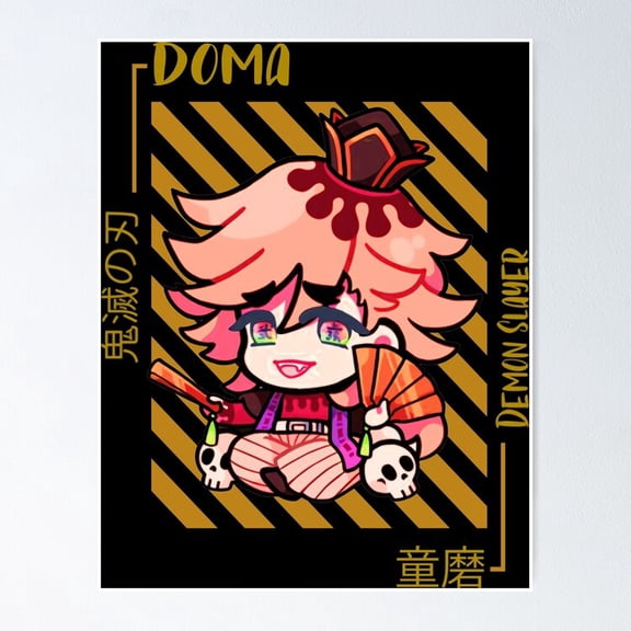 Cute Chibi Anime Demon Upper Moon Character Graphic Wall Art Kids Decor, Unframed Poster