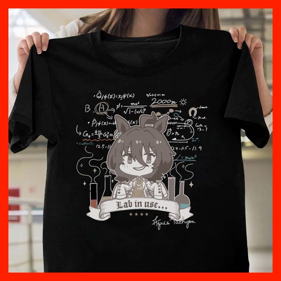 Cute Chibi Anime Scientist T-Shirt - Lab in Use - Science Formulas & Beakers - Unique Gift for Anime Fans & Students T2051, for Unisex, Up to 5XL