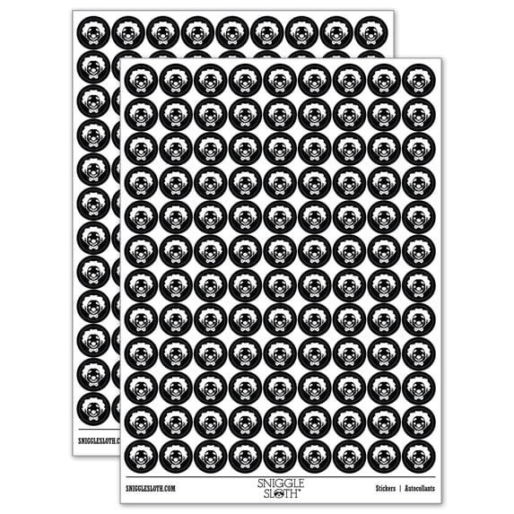 Cute Chibi Circus Party Clown Child Kid 200+ Round Stickers - Black - Matte Finish - 0.50" Size