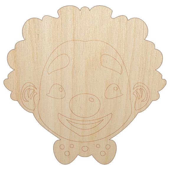 Cute Chibi Circus Party Clown Child Kid Wood Shape Unfinished Piece Cutout Craft DIY Projects - 4.70 Inch Size - 1/8 Inch Thick
