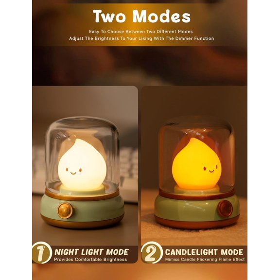 Cute Chibi Flame Lamp, Anime Cozy Lights, Retro Rechargeable Night Light, Decor, Cute Desk Accessories, Gifts.