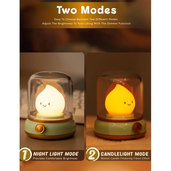 Cute Chibi Flame Lamp, Anime Cozy Lights, Sleep Soother Lamp, Rechargeable Night Light, Desk Decor Gift