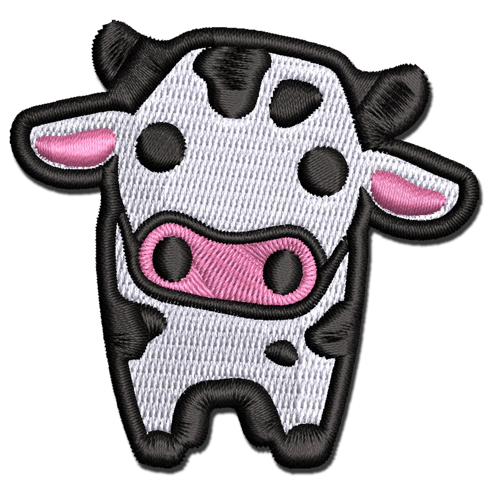 Cute Chibi Spotted Cow Applique Multi-Color Embroidered Hook & Loop Patch - 3.5 Inch Large