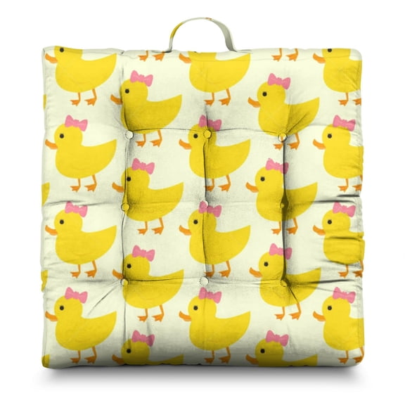 Cute Chick Pattern Floor Sitting Cushion - Fluffy Yoga Meditation Pillow with Sunflower & Farm Theme