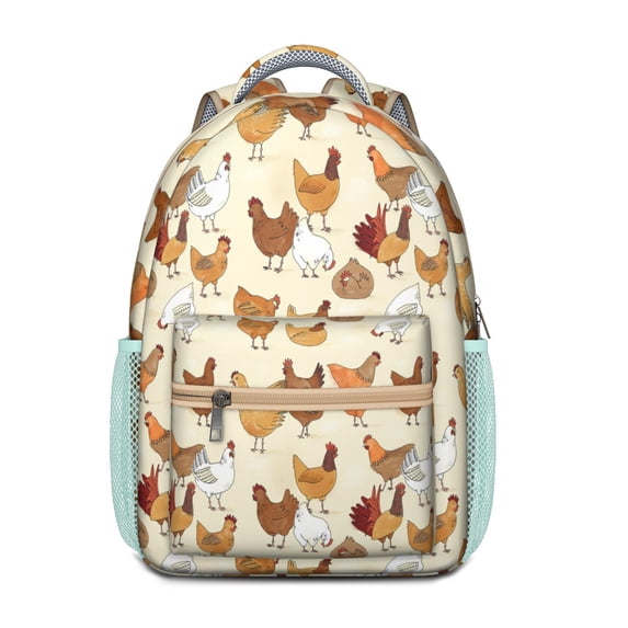 Cute Chick Pattern Waterproof Bookbag - Lightweight Durable Backpack for College Students with Padded Straps & Organizer