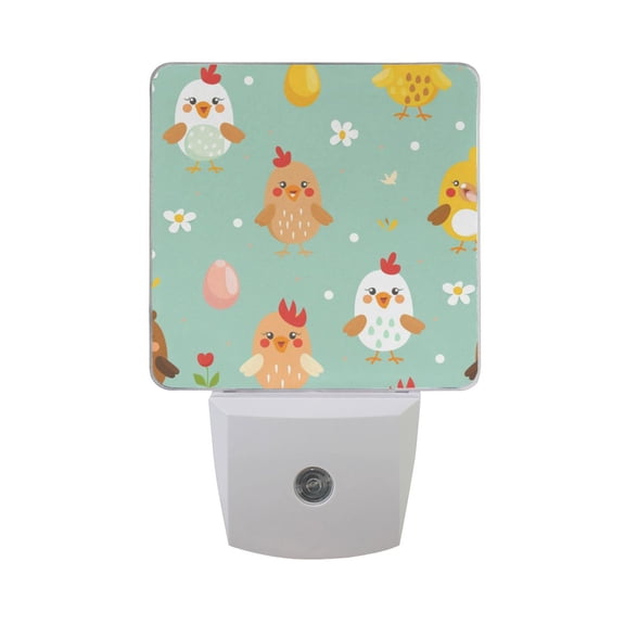 Cute Chick with Egg Night Light 2 Pack LED Nightlight Plug into Wall Dusk to Dawn Sensor Soft White