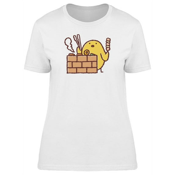 Cute Chicken Barbecue Cartoon T-Shirt Women -Image by Shutterstock, Female XX-Large