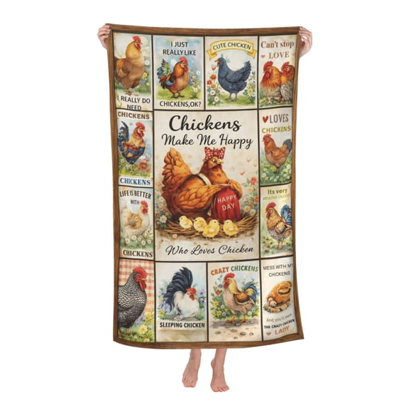 Cute Chicken Bath Towel Soft and Highly Absorbent for Adults