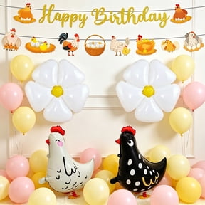 Cute Chicken Birthday Party Balloon Decorations - All-in-One Theme Decoration Kit