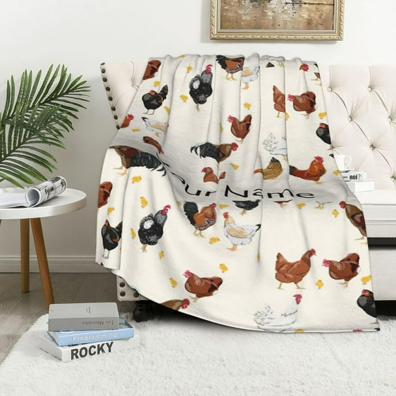 Cute Chicken Blanket Rooster Throw Blanket for Kids Adults, Chicken Gifts for Chicken Lovers, Soft Cozy Chicken Throw Blankets for Bed Couch Sofa Chicken Decor 80x60 Inches