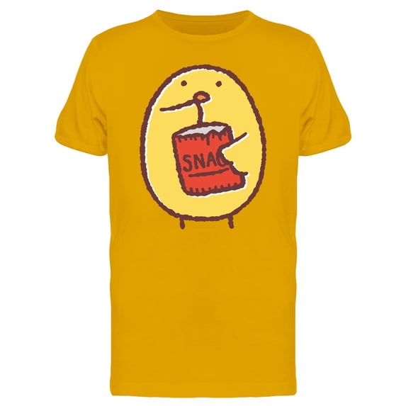 Cute Chicken Eating Noodle Snack T-Shirt Men -Image by Shutterstock, Male XX-Large
