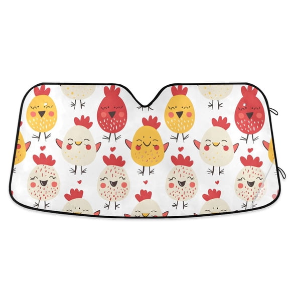 Cute Chicken Face Car Windshield Sun Shade Foldable Car Front Window Visor Heat and UV Protection 53x23.5