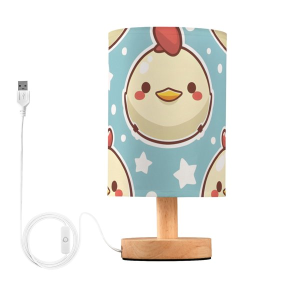 Cute Chicken Faces Stars Dots Table Lamp with USB Port LED Warm Light Lamp Night Light Home Decor