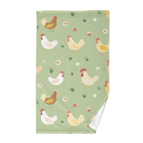 Cute Chicken Family Farm Bath Towel 100% Cotton Soft Thick High Absorbency Hand Face Towel Single Pack 16x28in