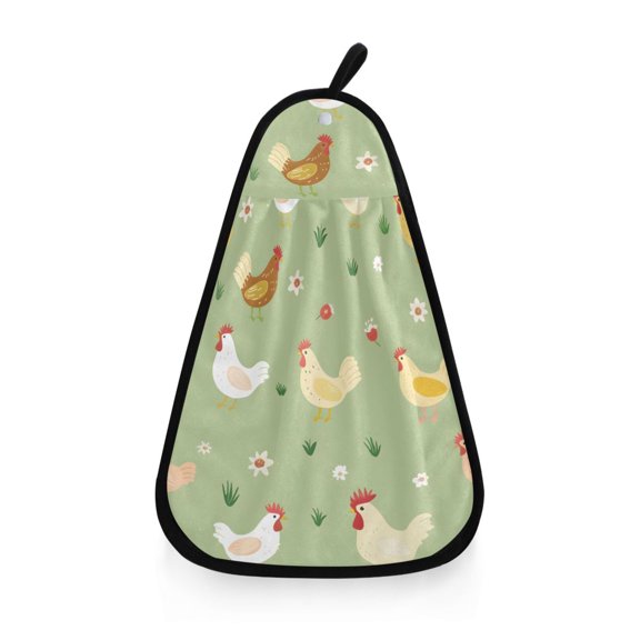 Cute Chicken Family Farm Hand Towel Quick Drying Home Storage Kitchen Towel Hooks Dish Cloths