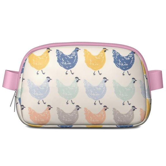 Cute Chicken Fanny Pack for Women Cartoon Egg Hen Waist Bag Waterproof Crossbody Chest Sling Bag with Adjustable Strap Zipper Pockets for Farm Rustic Travel