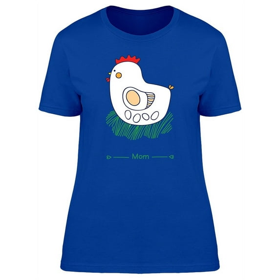 Cute Chicken Mom Doodle Cartoon T-Shirt Women -Image by Shutterstock, Female Small