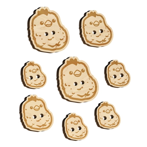Cute Chicken Nugget Wood Buttons for Crochet Knitting Sewing DIY Craft - 1.00 Inch Medium (7pcs)