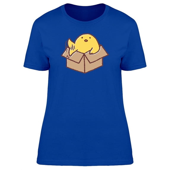 Cute Chicken On A Box Cartoon T-Shirt Women -Image by Shutterstock, Female x-Large