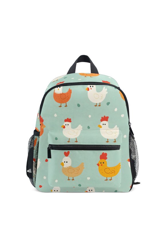 Cute Chicken Pattern Mini Backpack Cute Small Backpack with Chest Strap and Whistle Ages 3-8
