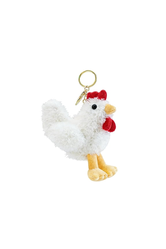 Cute Chicken Plush Toy, Rooster Keychain, Soft Stuffed Animal Plush Toy Keyring, Keychain Doll Pendant, Bag Charm for Backpack Purse Keys, Birthday Graduation Gift for Friends Classmates, White