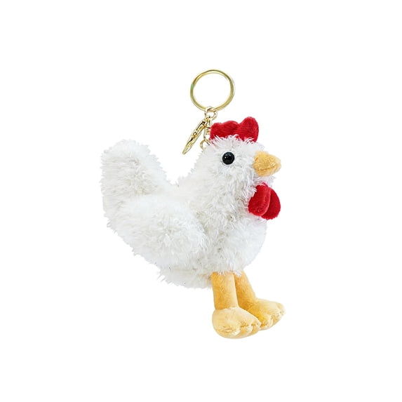 Cute Chicken Plush Toy, Rooster Keychain, Soft Stuffed Animal Plush Toy Keyring, Keychain Doll Pendant, Bag Charm for Backpack Purse Keys, Birthday Graduation Gift for Friends Classmates, White