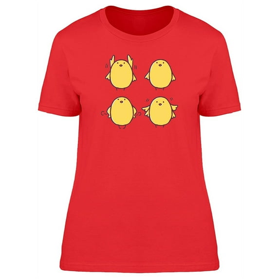 Cute Chicken Poses Cartoon T-Shirt Women -Image by Shutterstock, Female Small