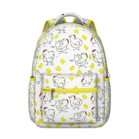 "Cute Chicken Print Bookbag for Middle & High School - Durable Waterproof Backpack for Teens & Adults, Spacious Laptop Backpack, Stylish Chicken Design"
