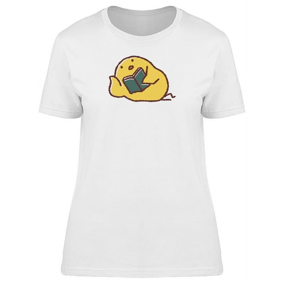Cute Chicken Reading Cartoon T-Shirt Women -Image by Shutterstock, Female Medium