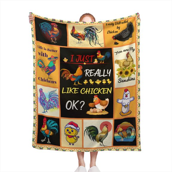 Cute Chicken Throw Blanket, Plush and Sherpa Fleece Blanket Throws for Couch Bed Sofa Living Room Decor Travel, Funny Blankets for Adults Teens Birthday for Girls Kids 43x 56 Blankets