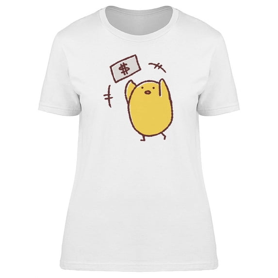 Cute Chicken With Bill Cartoon T-Shirt Women -Image by Shutterstock, Female Large
