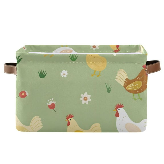 Cute Chicken in Farm Storage Basket Large Foldable Storage Bin Laundry Baskets Toys Box Book Foldable Organizer Bag 14.2x10.2x8.3 Inches 1 PC