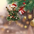 thumbnail image 1 of Cute Chihuahua Christmas Ornament, Acrylic Christmas Tree Hanging Decoration with Festive Tree & Santa Hat, 4*4 inch Animal Xmas Ornament for Holiday Tree Decor, Home Decoration Gift for Christmas, 1 of 9