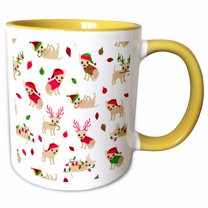 3drose, Cute Chihuahua Christmas Pattern, 11oz Two-tone Yellow Mug