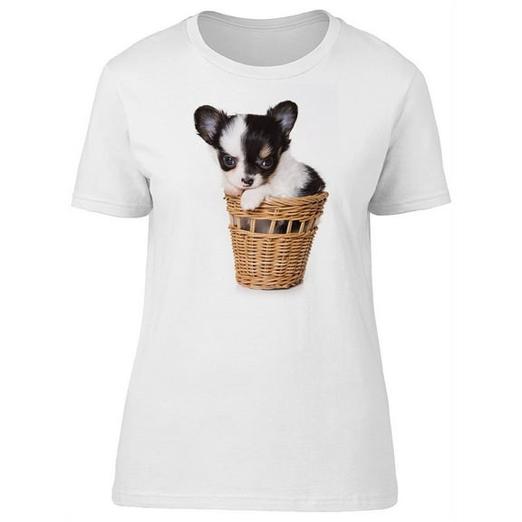 Cute Chihuahua Puppy In A Basket T-Shirt Women -Image by Shutterstock, Female Large
