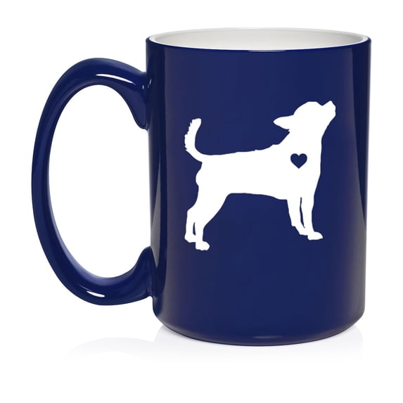 Cute Chihuahua With Heart Ceramic Coffee Mug Tea Cup Gift for Her, Him, Friend, Coworker, Wife, Husband, Dog Lover (15oz Blue)
