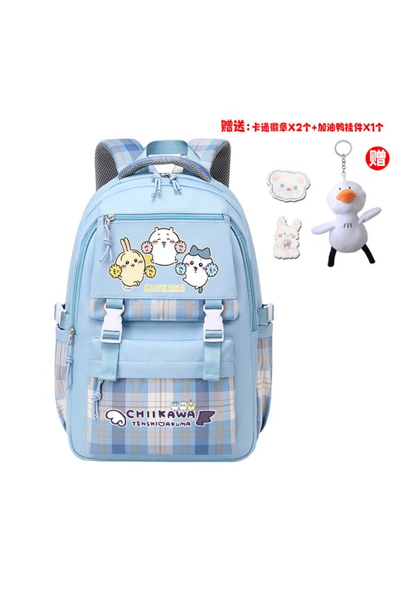 Cute Chiikawa Plaid Backpack Kawaii Hachiware Usagi Momonga Cartoon Bag For Laptop Backpack Gift Christmas Gift