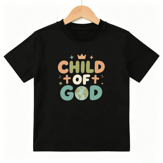 Cute Child of God Boys Graphic Print T-Shirt, Colorful Earth Crown Theme 100% Cotton Kids Short Sleeve Tee