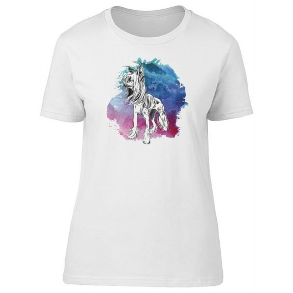 Cute Chinese Crested Dog Sketch T-Shirt Women -Image by Shutterstock, Female Small
