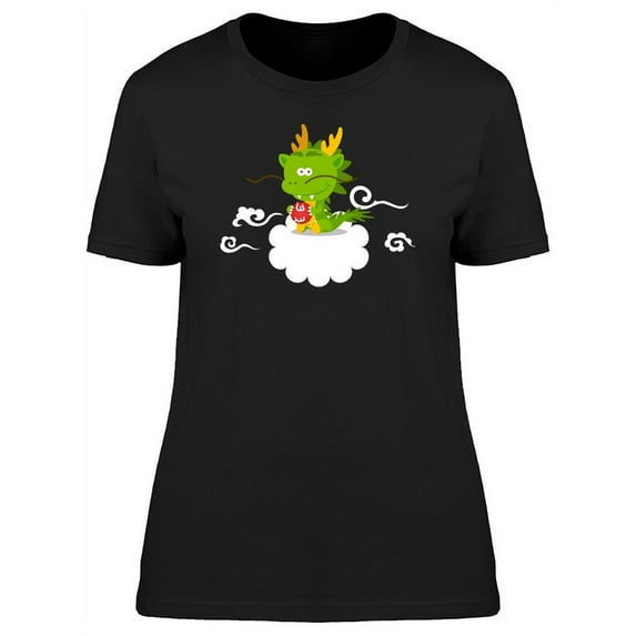 Cute Chinese Dragon On A Cloud T-Shirt Women -Image by Shutterstock, Female Small