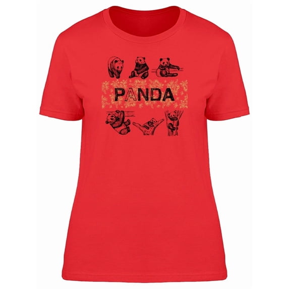 Cute Chinese Pandas Sketch Tee Women's -Image by Shutterstock