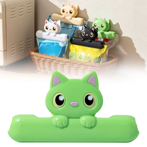 Cute Chip Clips, 1Pc Sealing Cat Bag Clips for Food, Fun Cat Shaped Chip Clip, Upgrade Wide Open Bag Clip for Food Storage and Kitchen Snacks, Fun Party Decorations