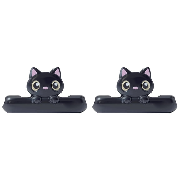 Cute Chip Clips, 2Pcs Sealing Cat Bag Clips for Food, Fun Cat Shaped Chip Clip, Upgrade Wide Open Bag Clip for Food Storage and Kitchen Snacks, Fun Party Decorations