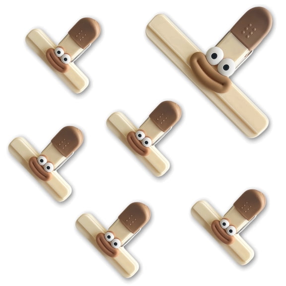 6 Pack Cute Chip Bag Clips Set, Strong Grip Food Bag Clips for Kitchen Storage and Snack Sealing
