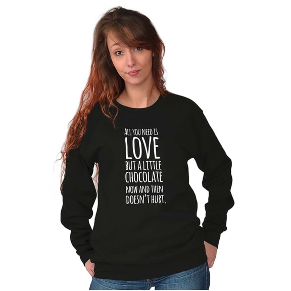 Cute Chocoholic All You Need is Love Women Plus Size Crewneck Sweatshirt Brisco Brands 2X