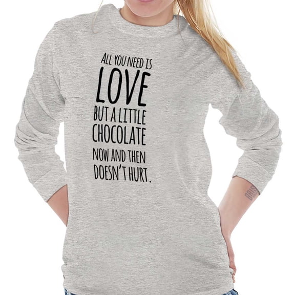 Cute Chocoholic All You Need is Love Women's Long Sleeve T Shirt Brisco Brands L