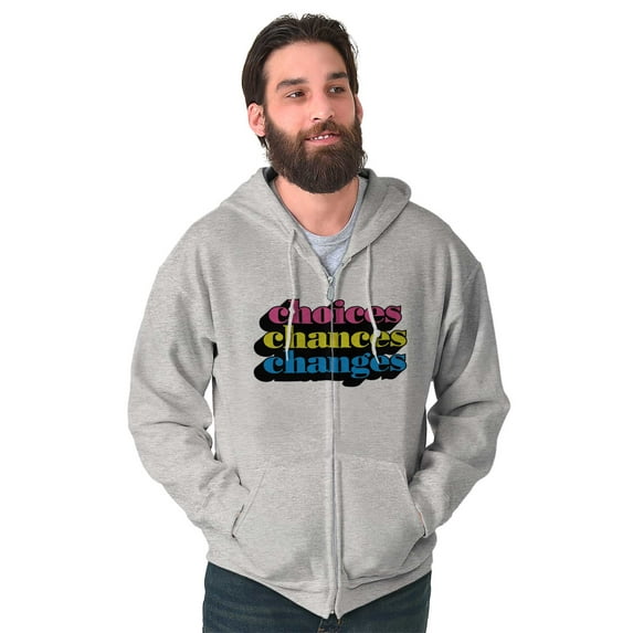 Cute Choices Chances Changes Saying Unisex Fleece Graphic Zip Up Hoodie Brisco Brands 2X