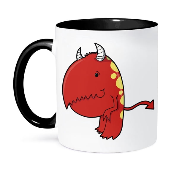 3dRose, Cute Chompy Devil Monster Cartoon, 11oz Two-Tone Black Mug