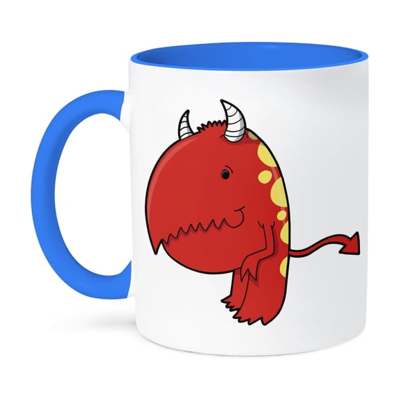 3dRose, Cute Chompy Devil Monster Cartoon, 11oz Two-Tone Blue Mug